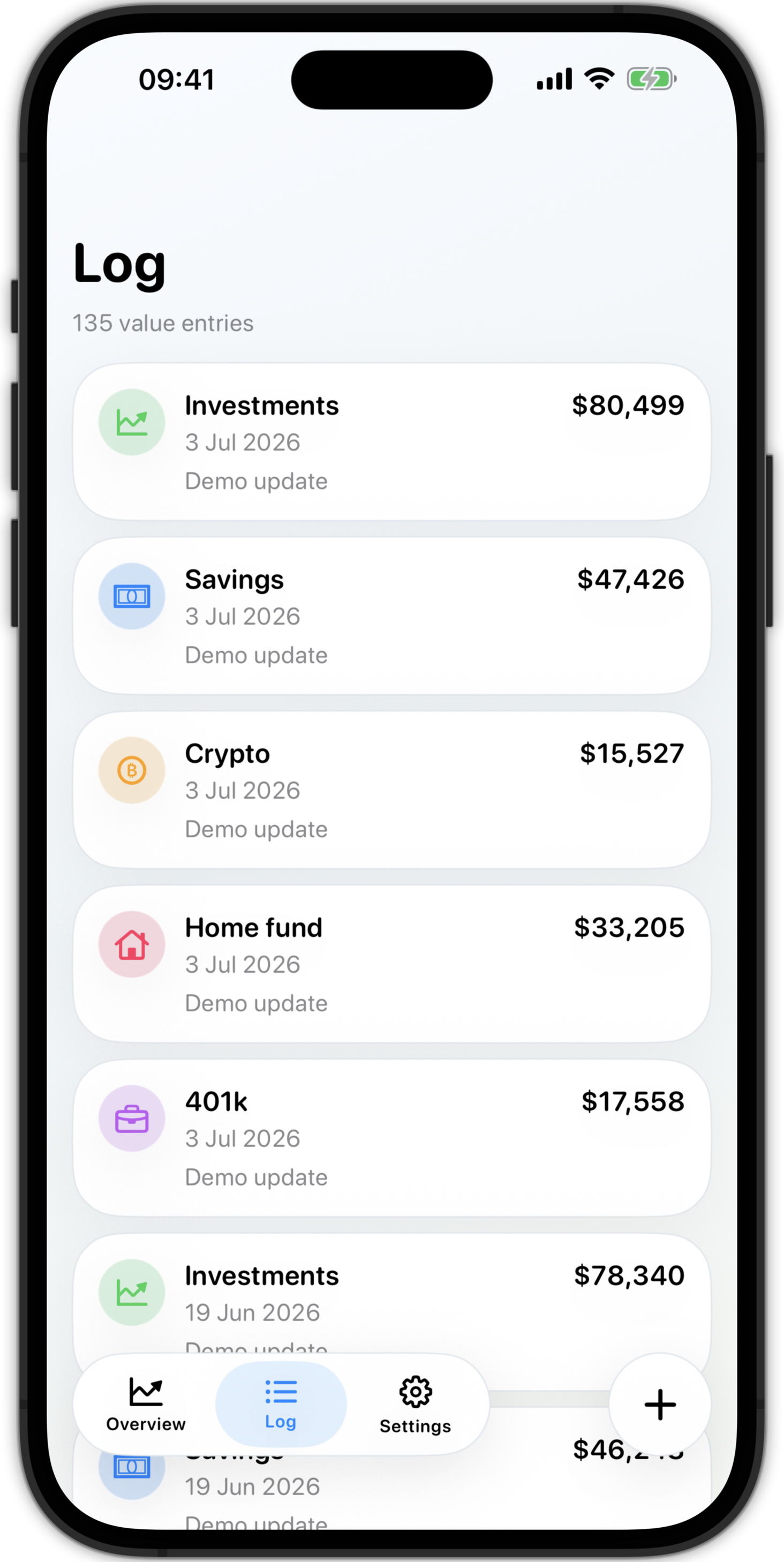 Oakwealth net worth dashboard.